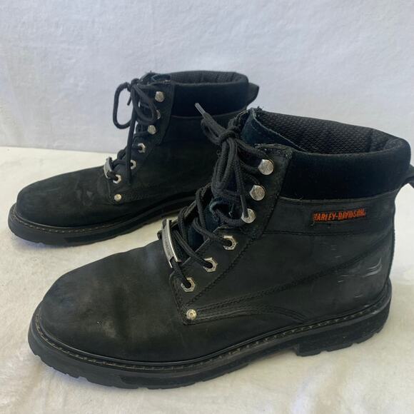 Harley Davidson Mens 9.5 Badlands Motorcycle Boots Black Leather Riding Boot - Picture 3 of 9